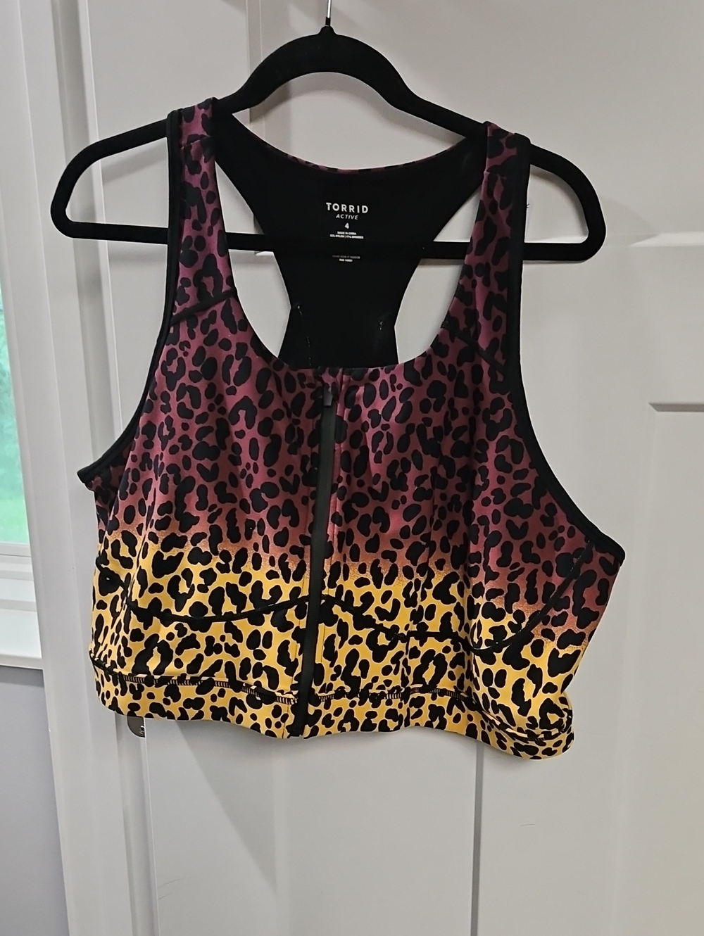 torrid Purple-to-Yellow Leopard Zip-Front Sports Bra